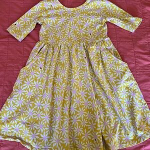 Hanna Andersson Yellow Daisy Dress with Pink Centers